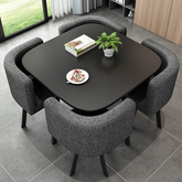 Trueliving Modern Black Dinning Table H 30 x W 45 x D 35; Chair : H 34 x W 18 x D 18